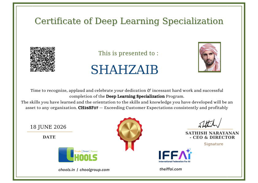 Deep Learning Specialization Program Certificate